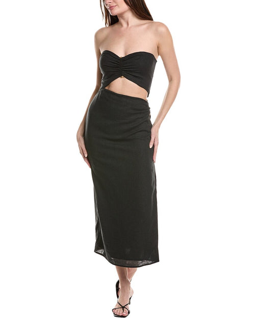 ViX Sonny Linen-Blend Midi Dress Black Medium 2