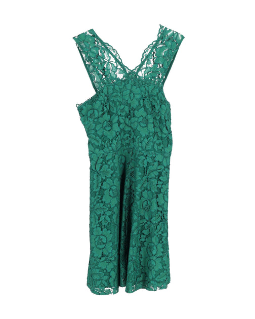 Sandro Paris Riviera Lace Mini Dress In Green Rayon