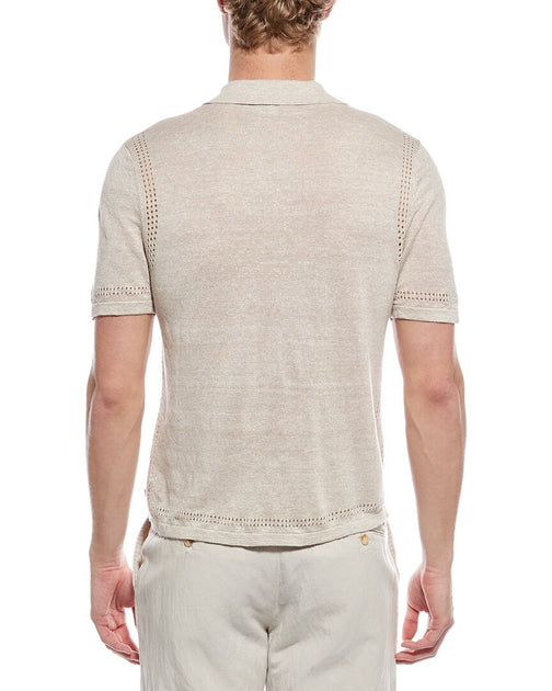 Onia Linen Knit Camp Shirt Beige Medium 3