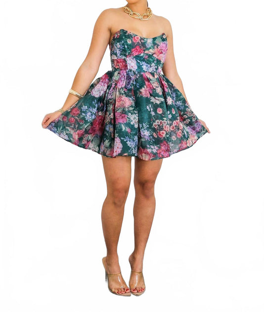 SurelyMine Strapless Fit Flare Mini Dress Multi Large 2
