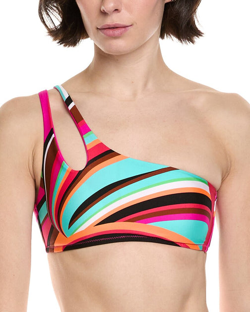 Trina Turk Swoop One-Shoulder Top Multicolor US 8 2
