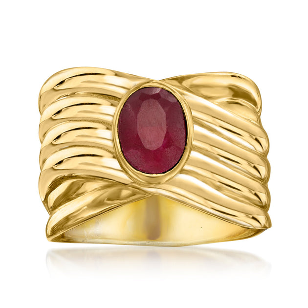 Ross-Simons Ruby Crisscross Ring Red US 9 2