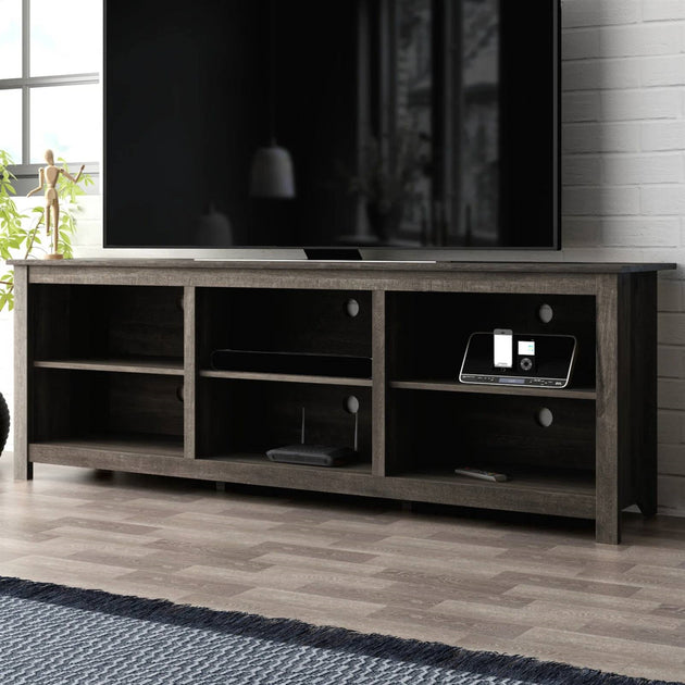 Hivvago 70-inch Dark Brown Wood TV Stand 2