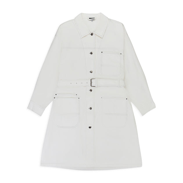 Callipygian Denim Trench Coat White XS 2