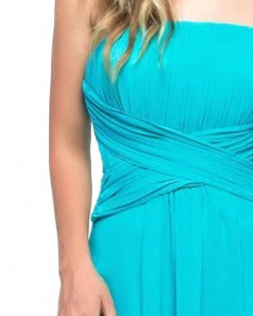 Milano Formals Serenity Drape Strapless Gown Teal US 24 3