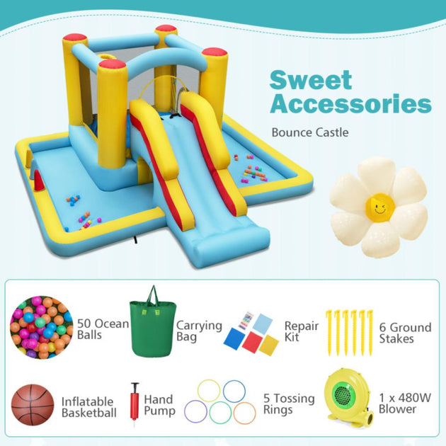 Hivvago 7-in-1 Inflatable Bounce House Multi-colored 4