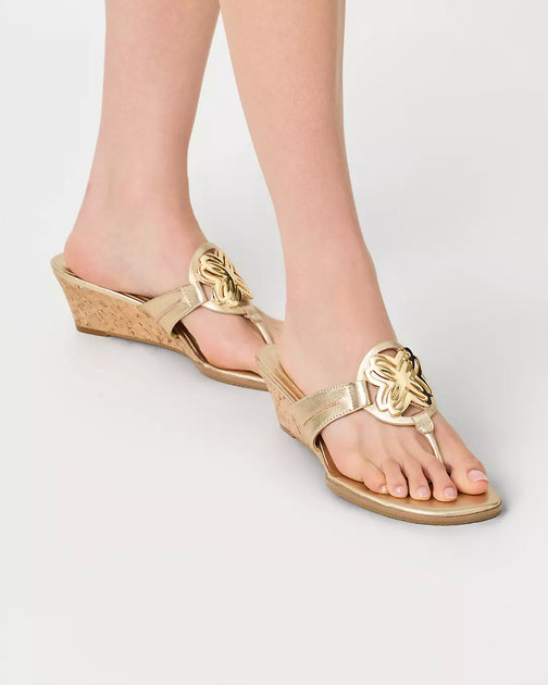 Lilly Pulitzer The Lilly Wedge Sandal Gold US 8 3