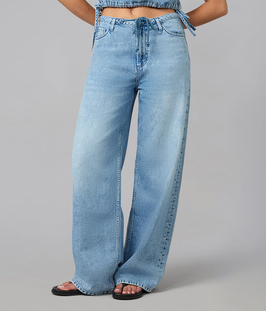 Lola Denim Remy Mid Rise Wide Leg Jeans Weiß Medium 2