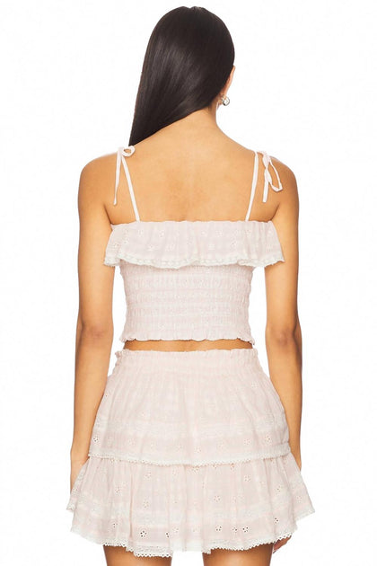 LoveShackFancy Renada Eyelet Top White Small 4