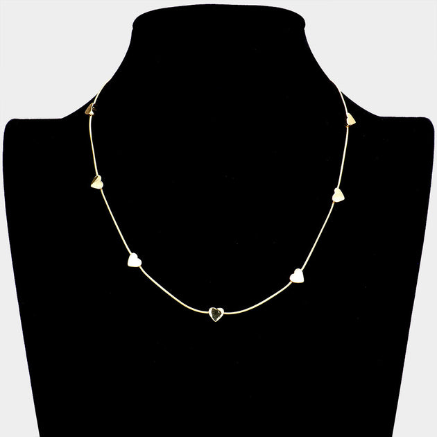 FASHNZFAB Collier Métal à Motif Coeur Noir Taille Unique 3
