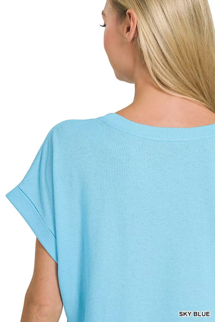 TRUEDAMES Cuffed Front Pocket Short Sleeve Tee Blue Small 4