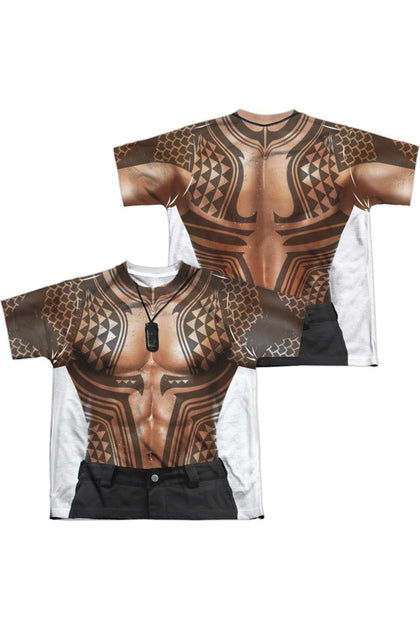 Gildan Aquaman Movie Tattoos Kurzarm Polyester Crew Tee Braun Large 2