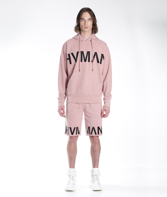 HVMAN Pullover Sweatshirt Waffle Knit Pink Small 3
