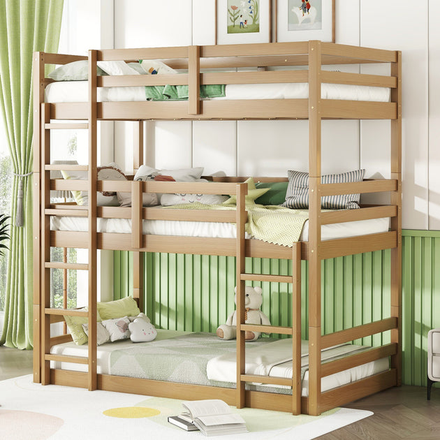 Streamdale Triple Twin Oak Bunk Bed 3
