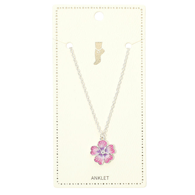 FASHNZFAB Enamel Flower Charm Anklet Blue 3