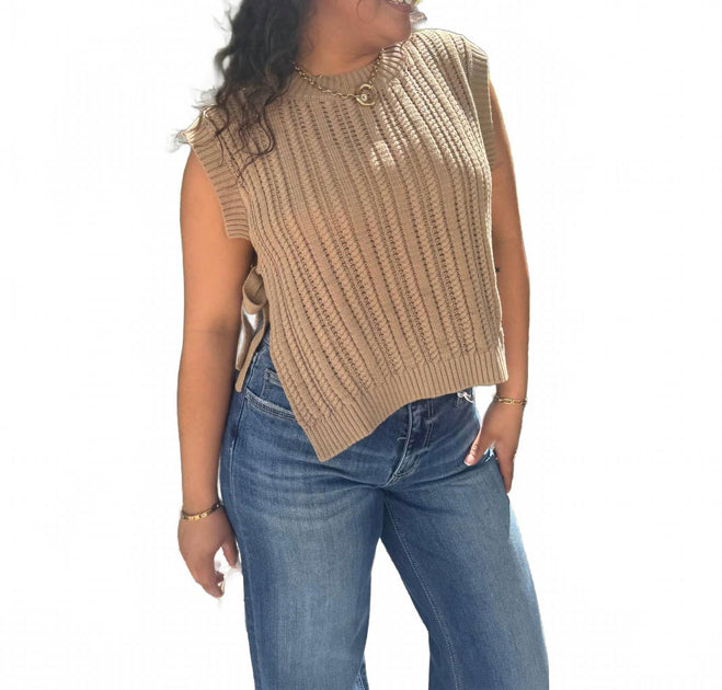 Heyson Cable Knit Sweater Top Brown Large 2