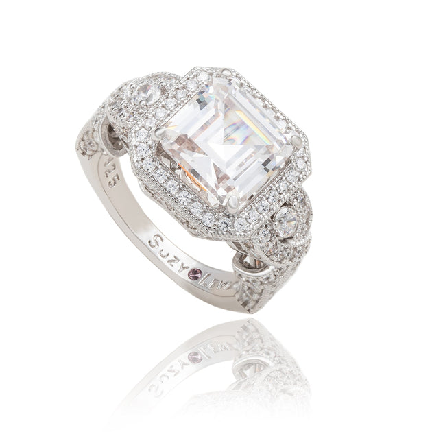 Suzy Levian Engagement Ring Sterling Silver US 5 3