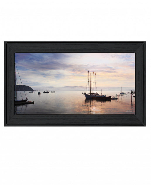 Hivvago Bar Harbor Silhouettes 2 Black Framed Print Wall Art 3