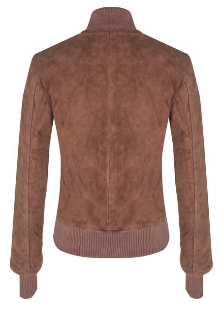 Infinity Womens MA-1 Suede Bomber Jacket Arnhem Brown XXXLarge 4