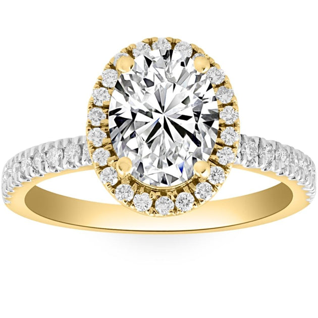 Pompeii3 2.5Ct Oval Diamond Halo Engagement Ring Gold US 7 4