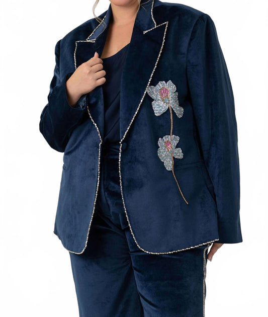 La Fuori Soft Velvet Blazer Blue 3X 2