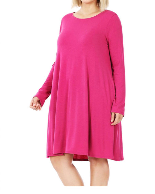 ZENANA Long Sleeve Dress Pink Small 2