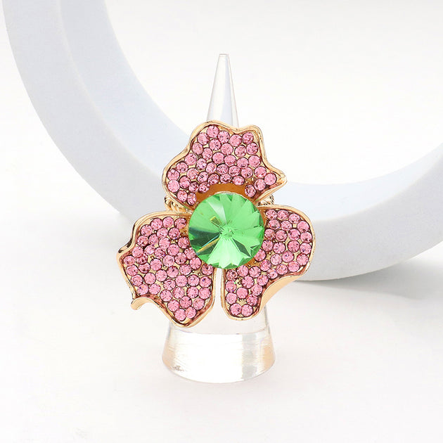 FASHNZFAB Flower Stretch Ring Silver One Size 5