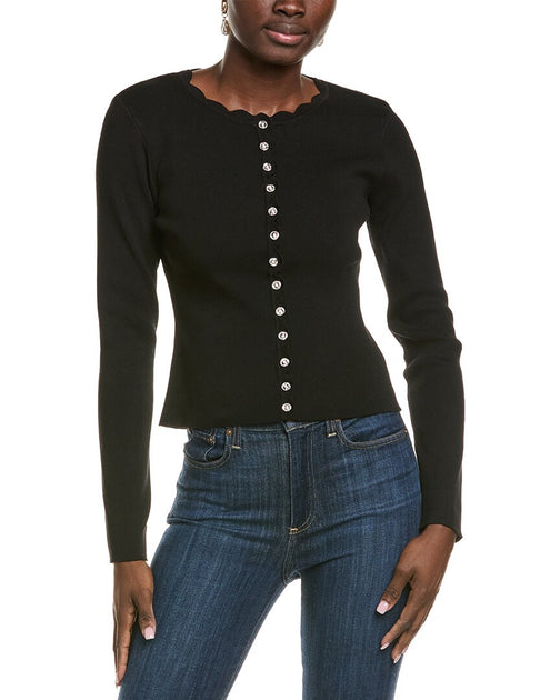 Endless Rose Scalloped Accent Lang Strickjacke Schwarz XSmall 2