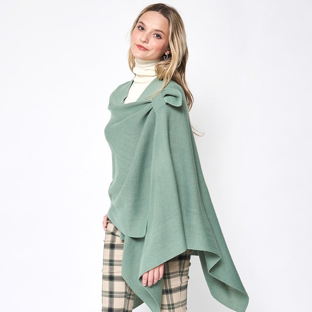 TRUEDAMES Ruana Poncho Red One Size 4