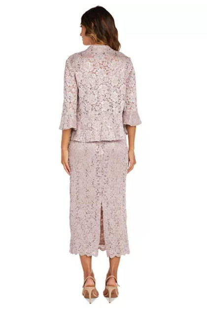 R & M Richards Sequin Lace Two-Piece Jacket Dress Multi US 12 3