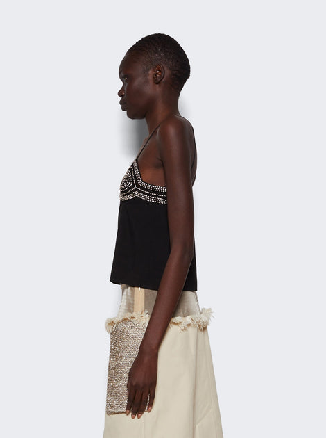 Christopher Esber Tailored Crystal Crochet Top Black US 4 4