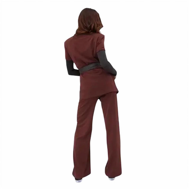 WeWoreWhat Rib Sleeve Blazer Red Large 4
