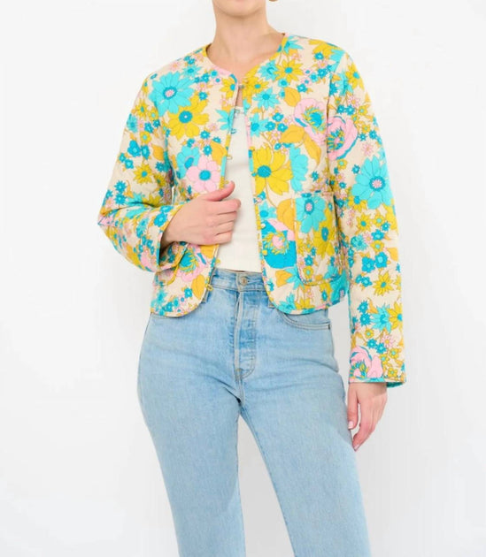Flora Bea Terra Floral Jacket Blue Medium 2
