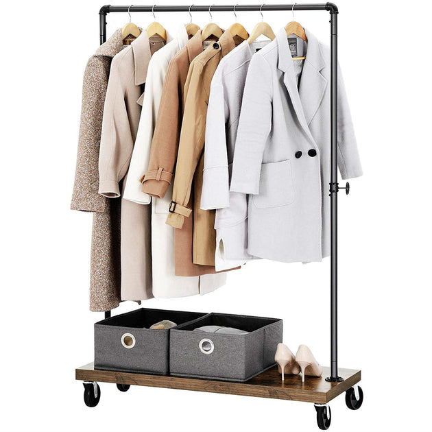 Hivvago Rustic Industrial Laundry Pipe Garment Rack Black 3