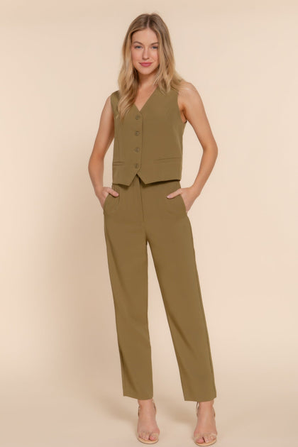 TRUEDAMES High Waist Pintuck Long Pants Pink Medium 3