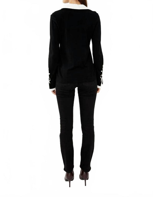 Frank Lyman Pearl Trim Sweater Black Medium 3