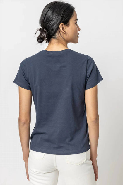 Lilla P Short Sleeve Crewneck Tee Blue Small 4