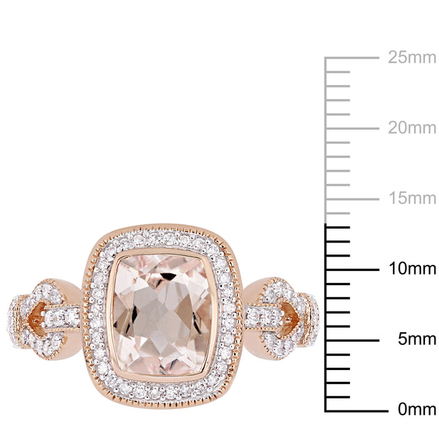 Mimi & Max Morganite Diamond Infinity Halo Ring Rose Gold US 10 4