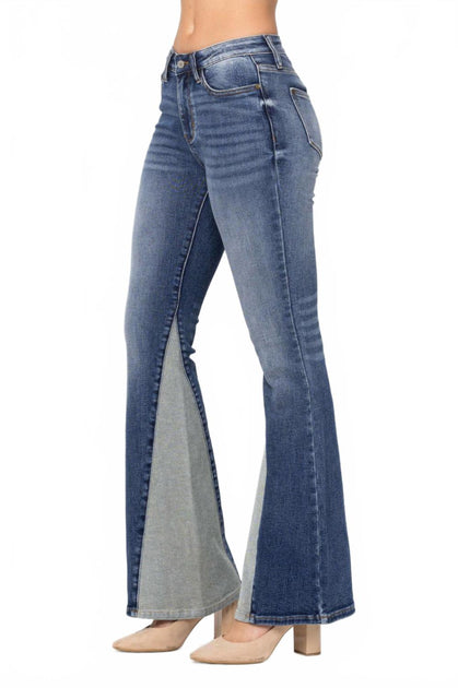 Judy Blue Inseam Panel Flare Jeans Blue 30 4