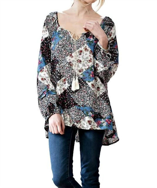 KORI Patchwork Print Top Multi Medium 2