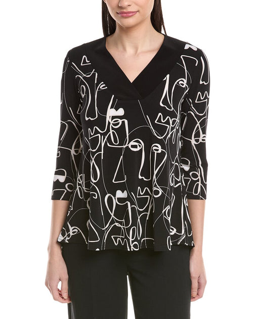 Joseph Ribkoff Printed Top Black/White US 12 2