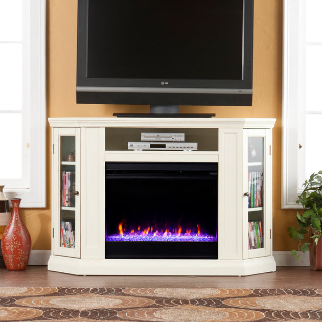 SEI Claremont Convertible Electric Fireplace Ivory 2