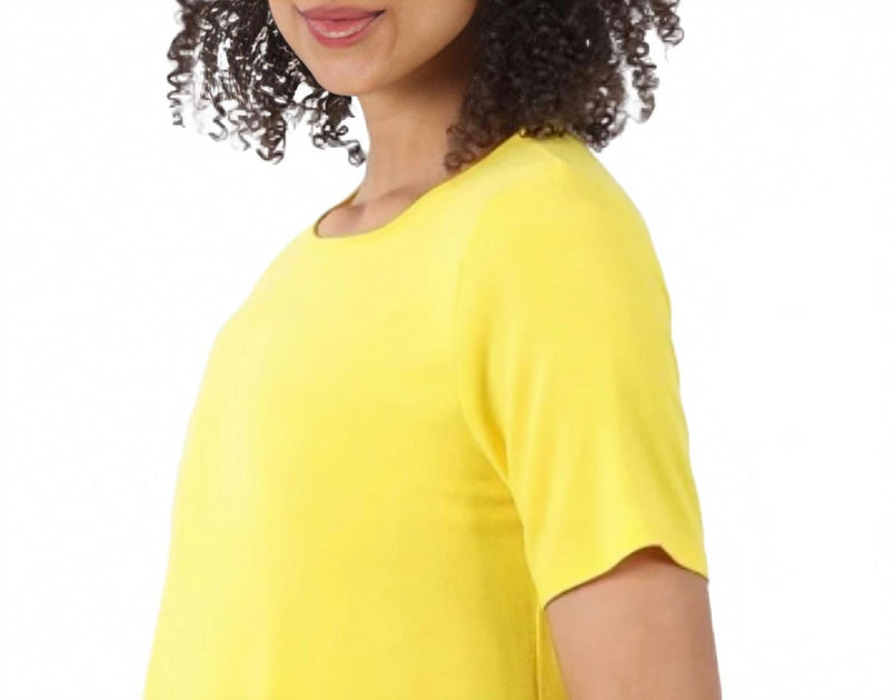 ZENANA Modal Round Neck Short Sleeve Top Yellow 1X 3