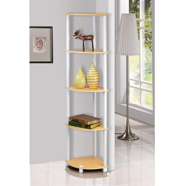 Furinno Turn-N-Tube 5 Tier Shelving Unit Beech White 4