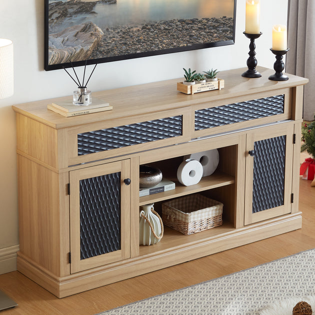 Streamdale Embossed Pattern TV Stand Light Oak 4