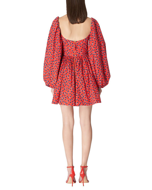 Carolina Herrera Button Front Balloon Sleeve Mini Dress Orange US 2 3