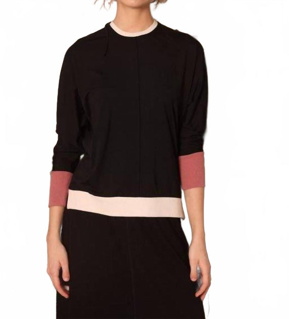 Simondona Crewneck Dolman Sleeve Top Black Small 2