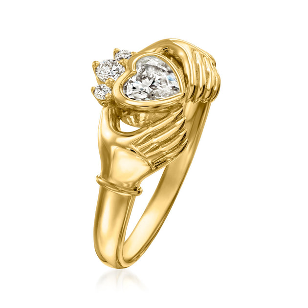 Ross-Simons Lab-Grown Diamond Claddagh Ring Silver US 8 6