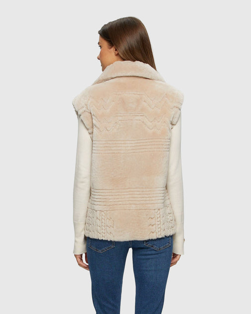 Gorski Shearling Lamb Zip Vest Beige Medium 4