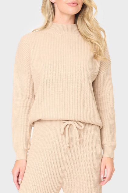 Gibsonlook Pullover mit Rollkragen und Rippenstrick Beige Large 2
